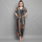 Blue & Orange Foil Printed Basic Jumpsuit