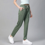 Women Green Solid Side Stripes Cropped Track Pants