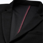 Men Black Textured Regular Fit Single-Breasted Blazer