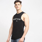 Men Black Printed Innerwear Vests