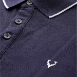 Men Navy Blue Solid Polo Collar T-shirt