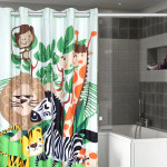 Multicoloured Printed Polyester Shower Curtain