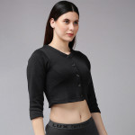 Women Black Solid Slim-Fit Cotton Thermal Top