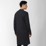 Men Black Geometric Printed Kurta